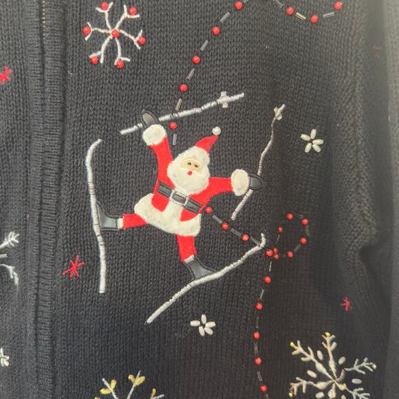 VTG Designers Originals Studio Fa La La Christmas Zip Up Cardigan Sweater Size L - Picture 8 of 13